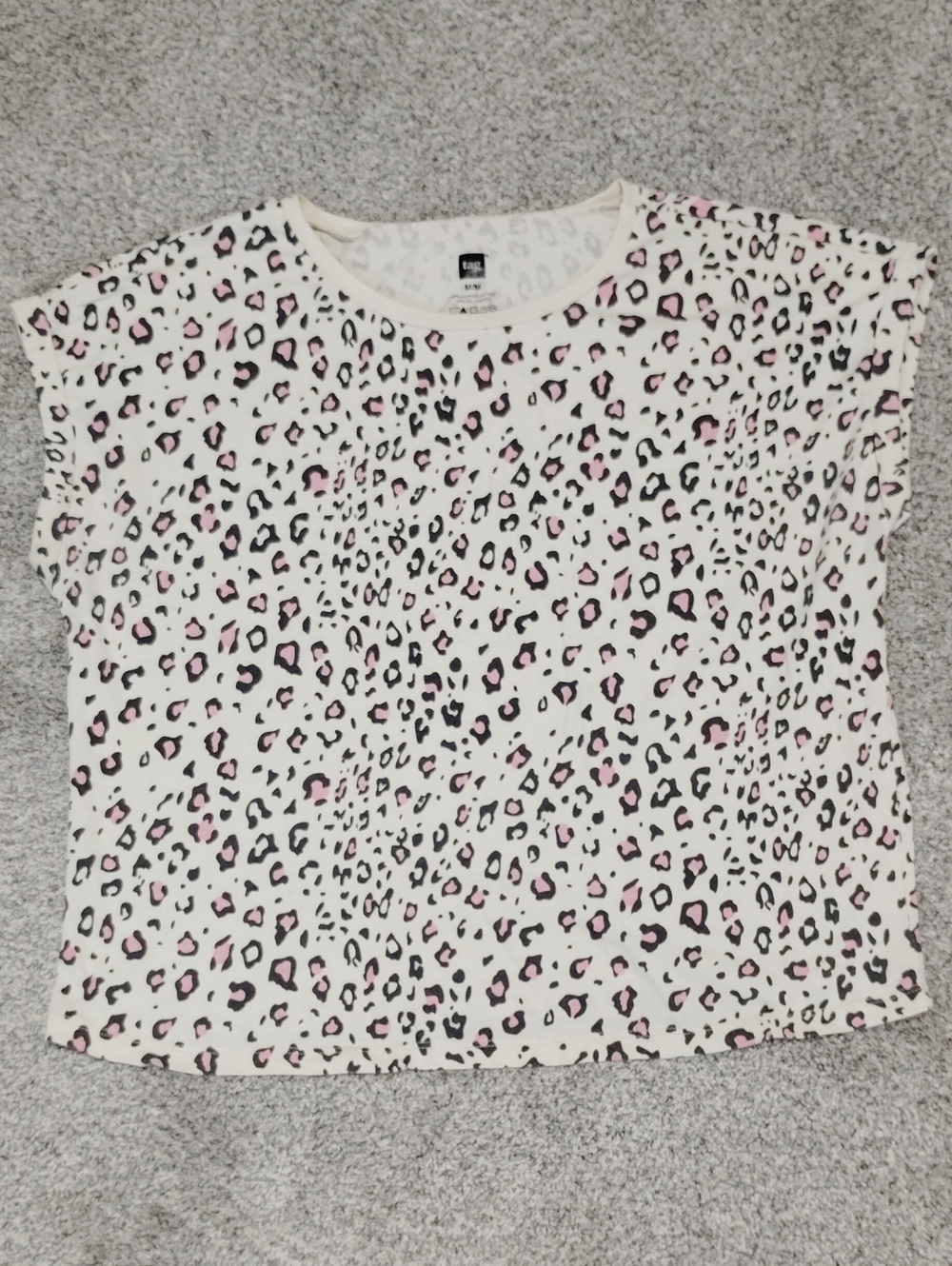 Tag Cream Leopard Short Sleeve Tee with Pink & Black Spots